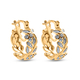 Diamond (Rnd) Full Hoop Floral Vine Earrings (with Clasp) in 14K Gold Overlay Sterling Silver