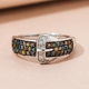 White Diamond and Multi Colour Diamond Buckle Ring in Platinum Overlay Sterling Silver 0.50 Ct.