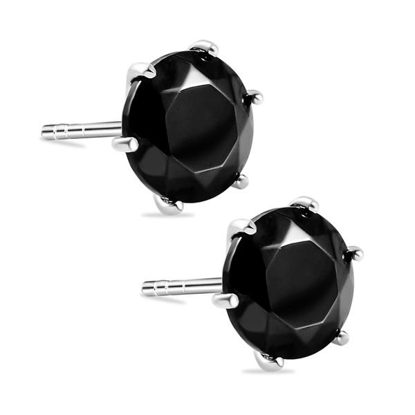 Elite Shungite Stud Earrings (Push Back) in Platinum Overlay Sterling Silver 2.64 Ct.
