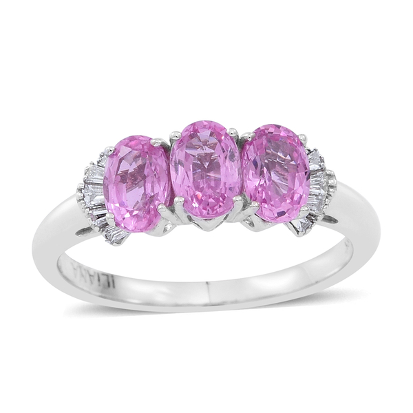 ILIANA 18K White Gold Pink Sapphire (Ovl), Diamond (SI G-H) Ring 1.750 Ct.
