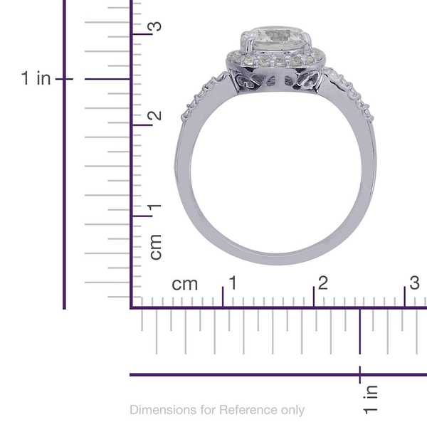 Lustro Stella - Platinum Overlay Sterling Silver (Rnd) Ring Made with Finest CZ 2.310 Ct.