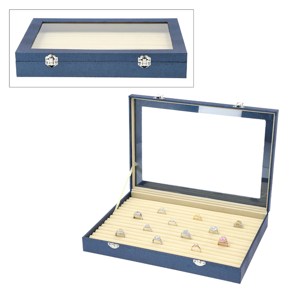 150 Slot Ring Box with Acrylic Window and Anti Tarnish Lining Trinket Jewellery Organiser (Size 35x2