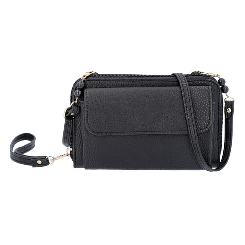 Designer Inspired- Bead Crossbody Bag with Touch Screen Window and Zipper Closure (Size ...