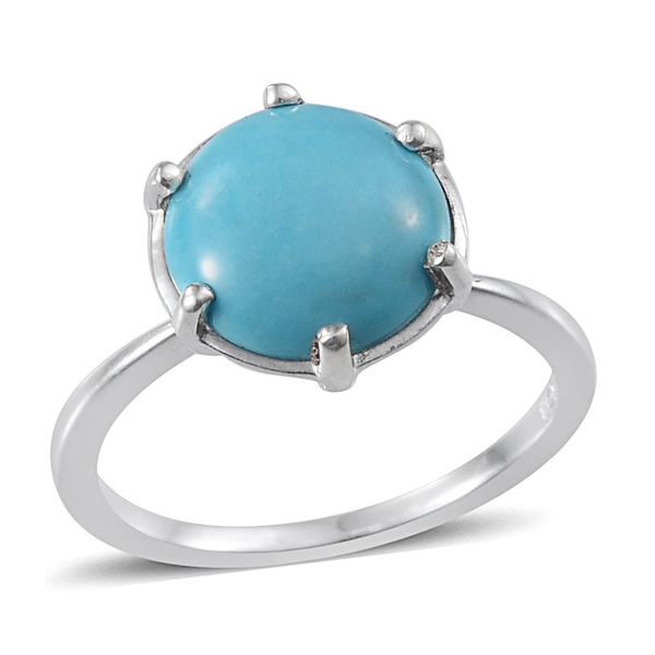 Arizona Sleeping Beauty Turquoise (Rnd) Solitaire Ring in Platinum Overlay Sterling Silver 2.750 Ct.