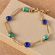 Lapis Lazuli and Malachite Bracelet (Size - 7.5 with 1 inch Extender) in 14K Gold Overlay Sterling Silver 12.77 Ct.