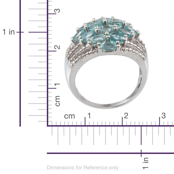 Paraibe Apatite (Ovl), Diamond Ring in Platinum Overlay Sterling Silver 4.050 Ct.