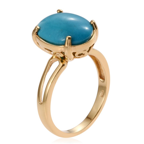 Arizona Sleeping Beauty Turquoise (Ovl) Solitaire Ring in 14K Gold Overlay Sterling Silver 6.000 Ct.