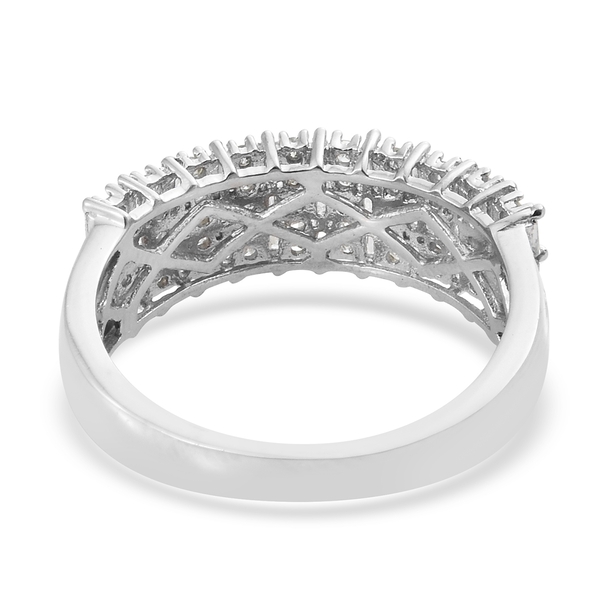 Diamond (Rnd) Ring in Platinum Overlay Sterling Silver 0.755 Ct.