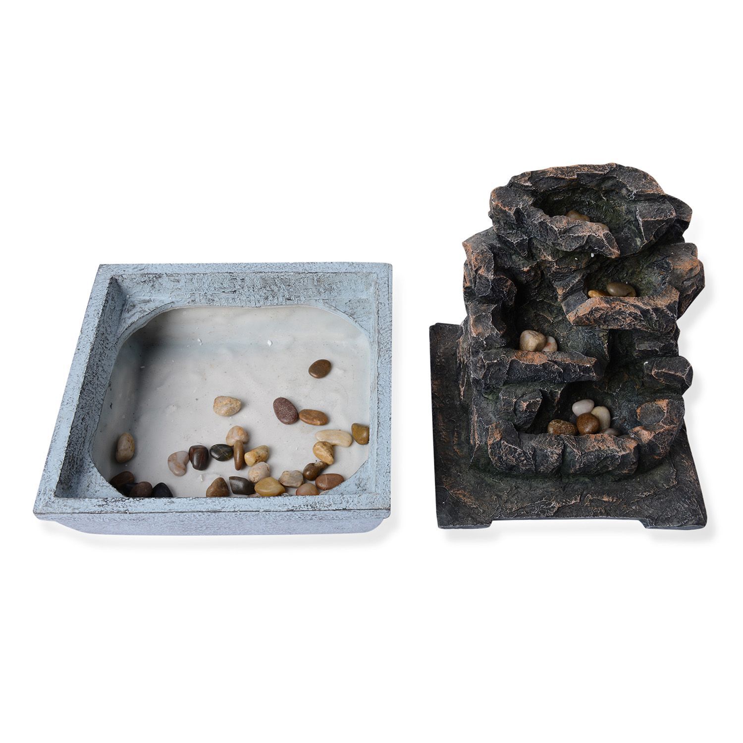 (Option-1) Home Decor - Rock and Pebbles Water Fountain with Electric Fitting