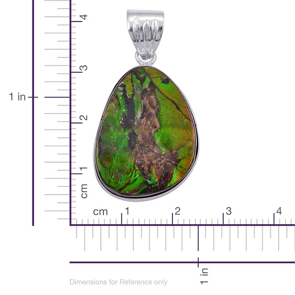 Jewels of India Ammolite Solitaire Pendant in Sterling Silver 14.950 Ct.