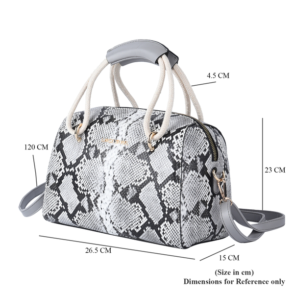 LOCK SOUL Snake Pattern Convertible Bag with Shoulder Strap (Size 26x23x15Cm) - Black and White