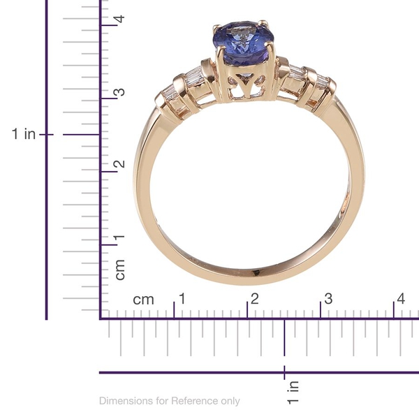 9K Y Gold Tanzanite (Ovl 1.30 Ct), Diamond Ring 1.500 Ct.