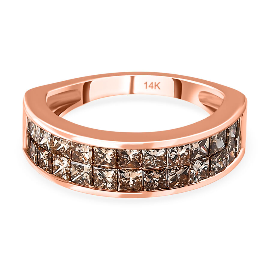 NY Close Out Deal - 14K Rose Gold SGL Certified Natural Champagne Diamond (I1-I2) Ring 2.00 Ct.