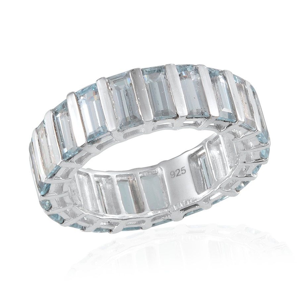 Sky Blue Topaz (Bgt) Full Eternity Ring in Platinum Overlay Sterling Silver 11.500 Ct.