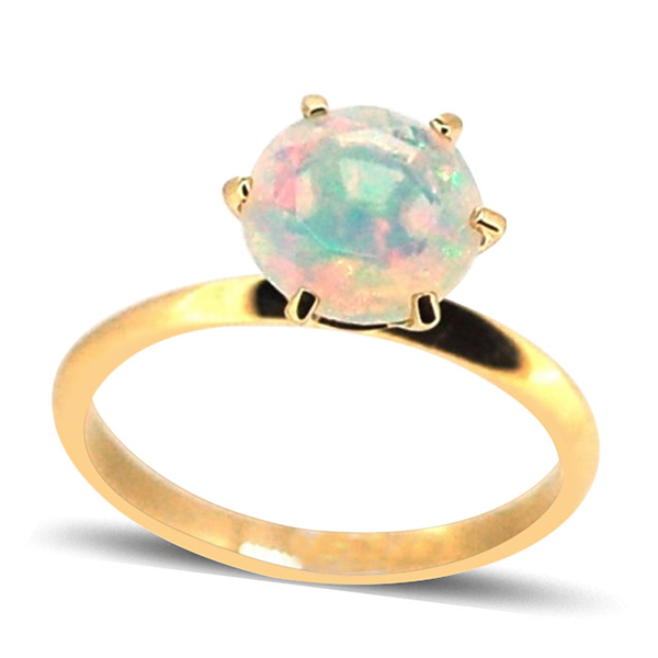 9K Y Gold Ethiopian Welo Opal (Rnd) Solitaire Ring 2.500 Ct.