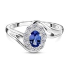 Tanzanite and Natural Cambodian Zircon Ring (Size N) in Sterling Silver