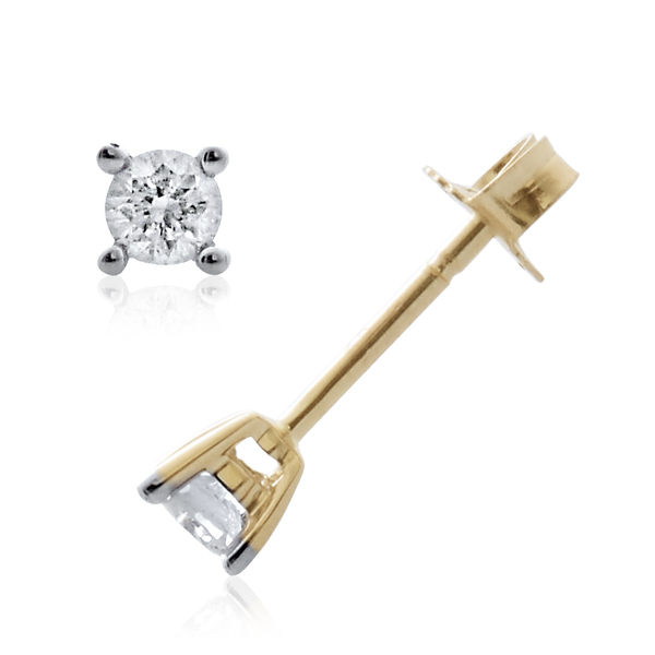 9K Y Gold SGL Certified Diamond (Rnd) (I3/G-H) Stud Earrings (with Push Back) 0.250 Ct.