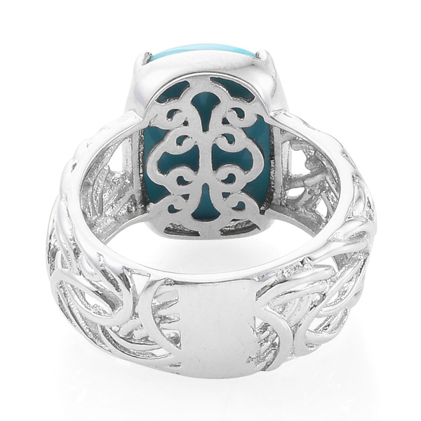 Arizona Sleeping Beauty Turquoise (Cush) Solitaire Ring in Platinum Overlay Sterling Silver 5.500 Ct.