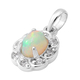 Ethiopian Welo Opal and Natural Cambodian Zircon Pendant in Rhodium Overlay Sterling Silver