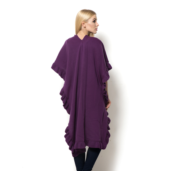Purple Colour Ruana (Size 100x80 Cm)