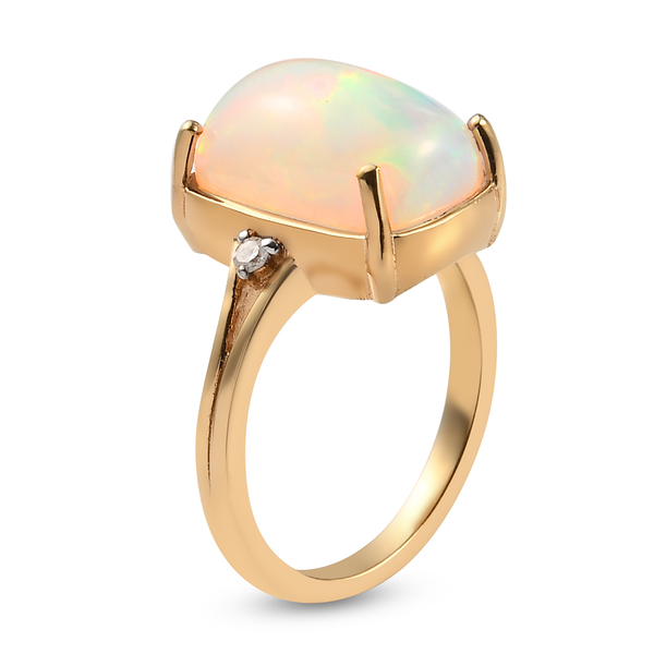 Ethiopian Welo Opal and Diamond Ring in 14K Gold Overlay Sterling Silver 3.95 Ct.