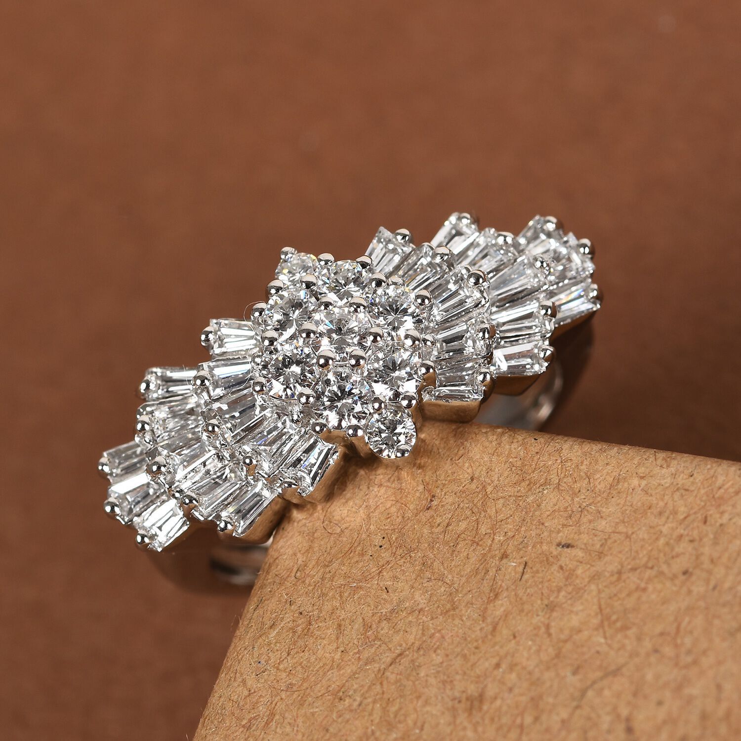 RHAPSODY 1.01 Ct Diamond Ballerina Ring in 950 Platinum 6.50 Grams IGI Certified VS EF