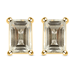 Prasiolite Stud Earrings (with Push Back) in Yellow Gold Vermeil Overlay Sterling Silver 1.950 Ct.