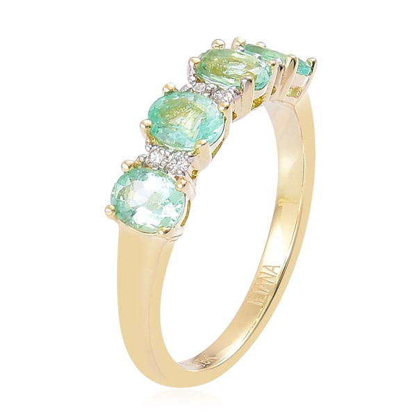 ILIANA 18K Yellow Gold AAA Boyaca Colombian Emerald (Ovl), Diamond (SI/G-H) Ring 1.500 Ct.