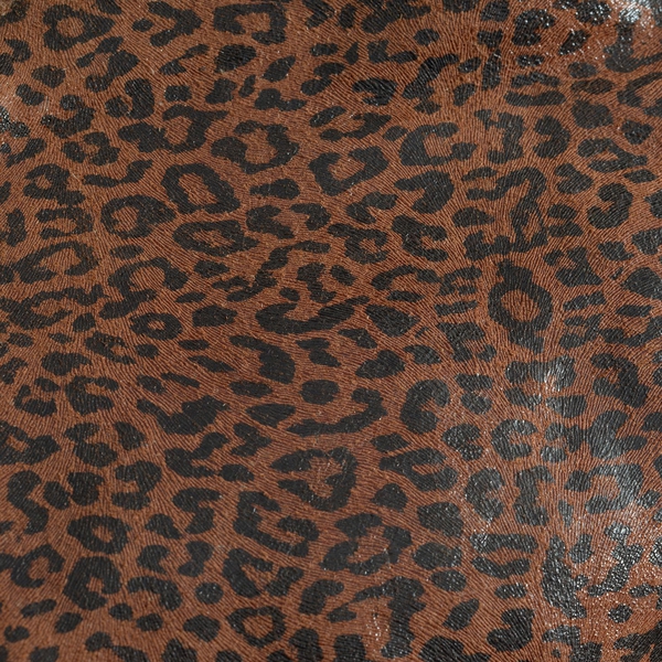 Genuine Leather Leopard Pattern Chocolate and Black Colour Reversible Tote Bag with a Small Pouch (Size 33x29 Cm and 19x14 Cm)