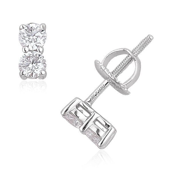 ILIANA 18K White Gold IGI Certified Diamond(Rnd) (SI G-H) Stud Earrings (with Screw Back) 0.500 Ct.