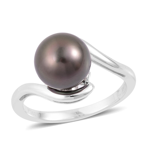 Limited Edition - RHAPSODY 950 Platinum AAAA Tahitian Pearl (Rnd 10-11mm) Solitaire Ring - Platinum 