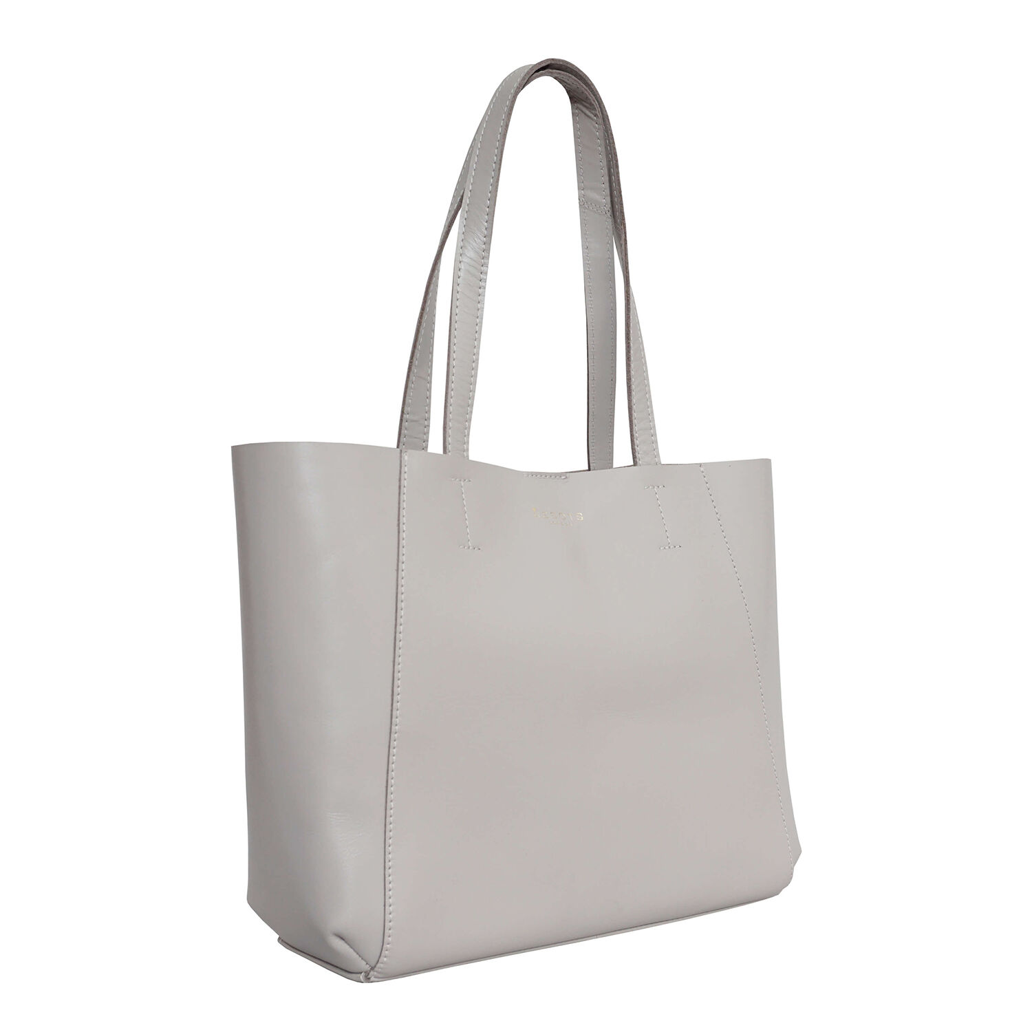 ASSOTS LONDON 2 Piece Set - ADELA Genuine Smooth Leather Tote Bag (31x9.5x26.5cm) & Matching RFID FANN Cardholder (10x8cm) - Ice Grey