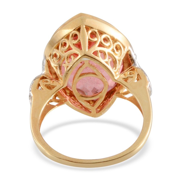 Padparadscha Colour Quartz (Mrq 17.75 Ct), Diamond Ring in 14K Gold Overlay Sterling Silver 17.790 Ct.