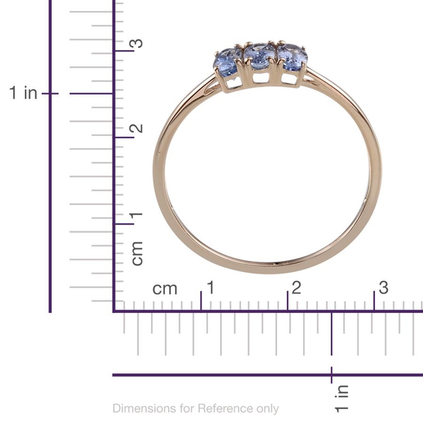 9K Y Gold Ceylon Blue Sapphire (Ovl) Trilogy Ring 0.750 Ct.