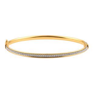 New York Close Out Deal - Diamond Cut Bangle (Size 7.5) with Clasp in Yellow Gold Overlay Sterling S