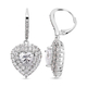 Simulated Diamond Heart Earrings (With Lever Back) in Silver Tone
