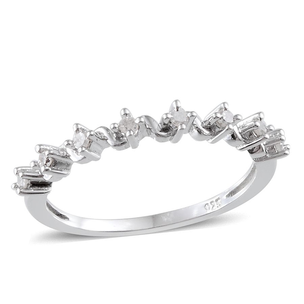 Diamond (Rnd) Stackable Half Eternity Ring in Platinum Overlay Sterling Silver 0.150 Ct.