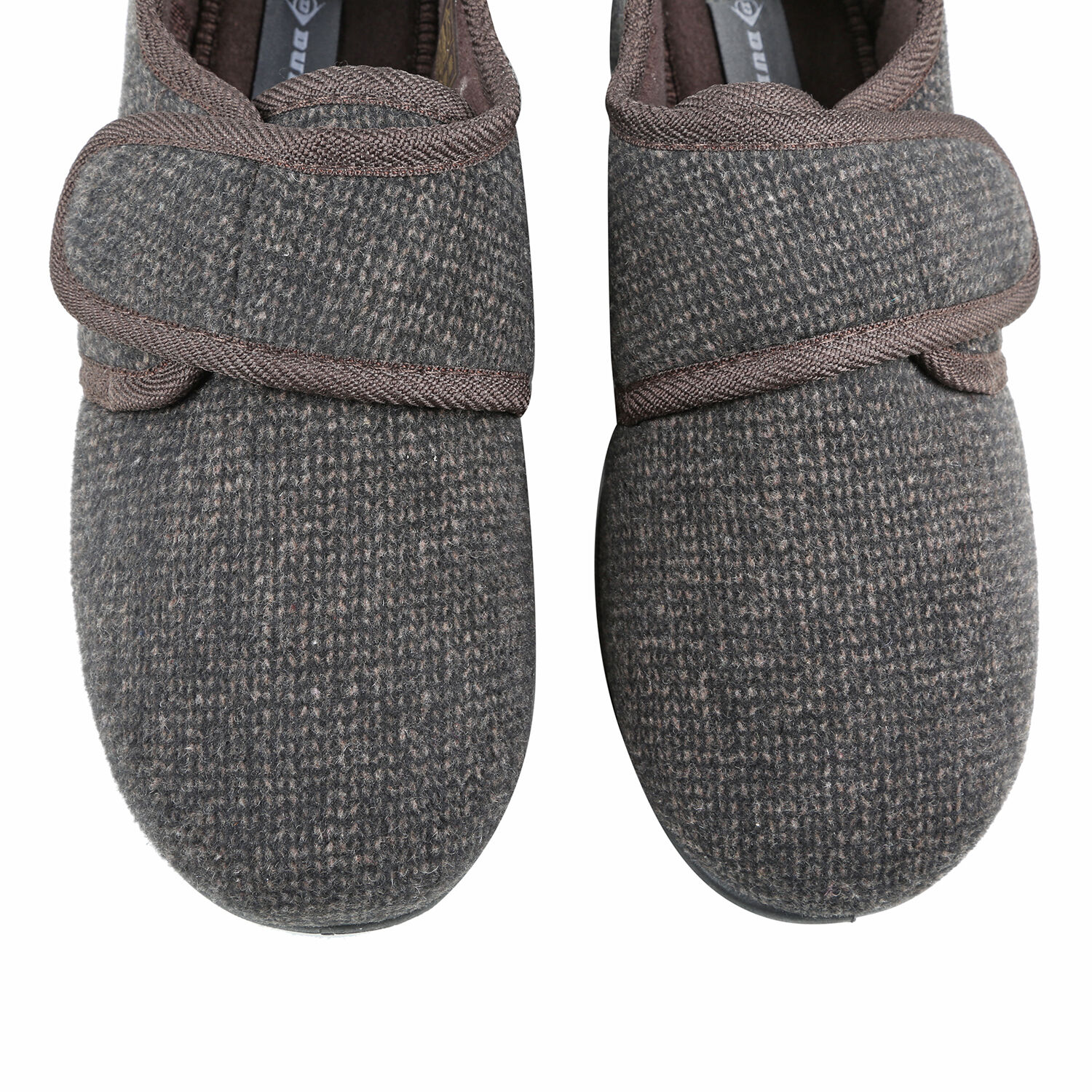 Dunlop Mens Strap Slippers with Faux Fur Lining and Memory In-Sock In Brown