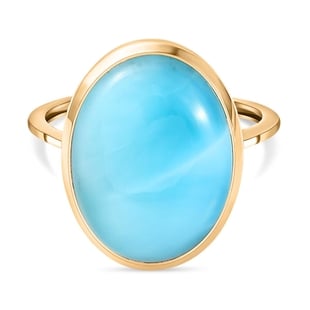 9K Yellow Gold Larimar Solitaire Ring 10.00 Ct.
