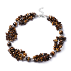 Tigers Eye Necklace (Size 18 with 2 inch Extender) in Silver Tone