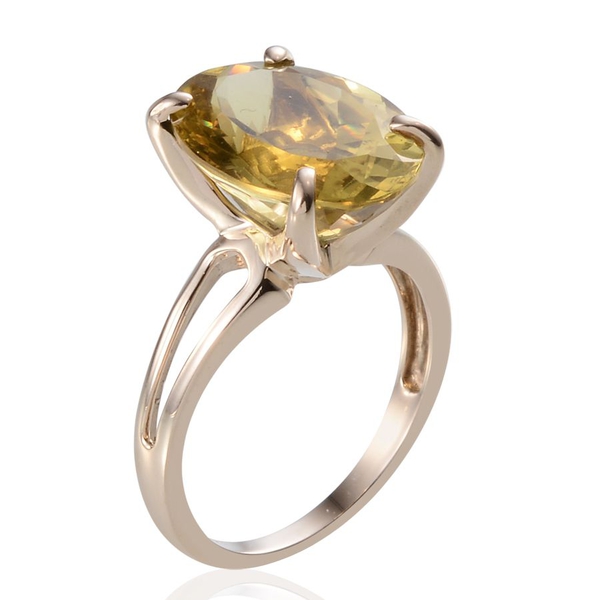 9K Y Gold Natural Madagascar Yellow Apatite (Ovl) Solitaire Ring 8.500 Ct.