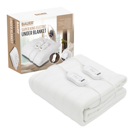 Bauer Electric Under Blanket (Size UK Superking) with Overheat Protection & 3 Heat Settings (Voltage