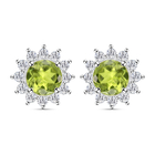 Hebei Peridot and Natural Cambodian Zircon Stud Earrings (with Push Back) in Sterling Silver 2.41 Ct