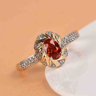 GP Celestial Dream Collection - 9K Yellow Gold AAA Red Sapphire (Ovl), Natural Cambodian Zircon and 