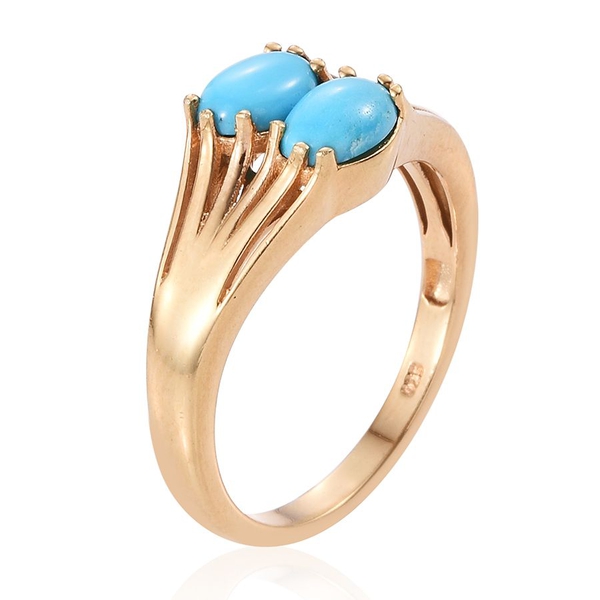 Arizona Sleeping Beauty Turquoise (Ovl) Ring in 14K Gold Overlay Sterling Silver 1.500 Ct.
