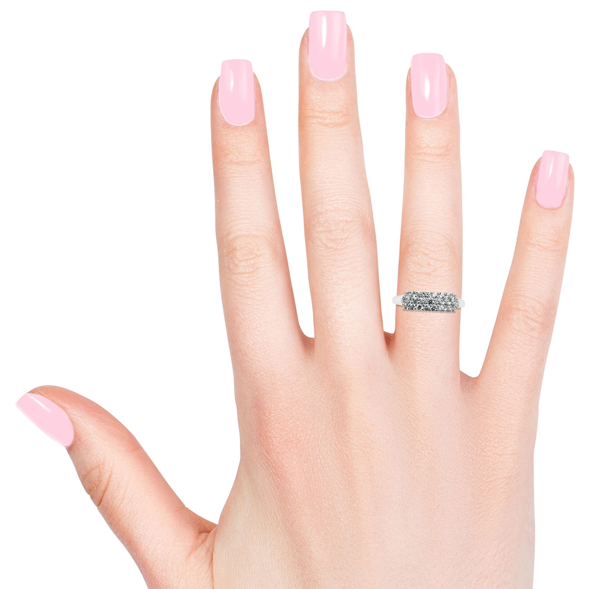 J Francis Sterling Silver (Rnd) Cluster Ring Made with Finest CZ