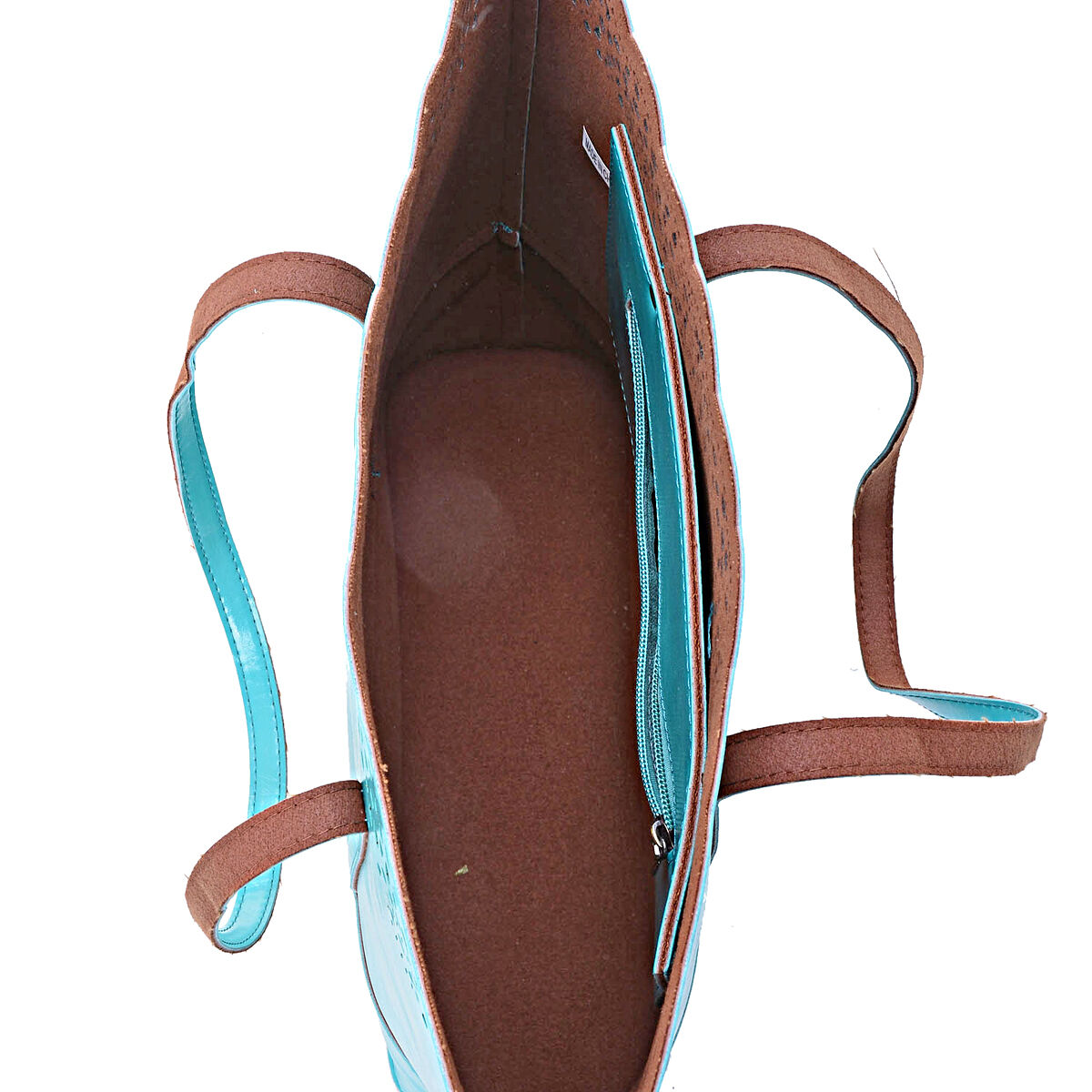 DOD of 31st Aug - Turquoise Colour Laser Cut Work Tote Bag (Size 17x4.5x12.6 inch)