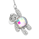 Simulated Mercury Mystic Topaz, Simulated Diamond and Simulated Black Spinel Bear Necklace (Size - 20 With 2 Inch Extender) in Silver tone