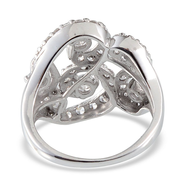 Lustro Stella Platinum Overlay Sterling Silver (Rnd) Ring Made with Finest CZ