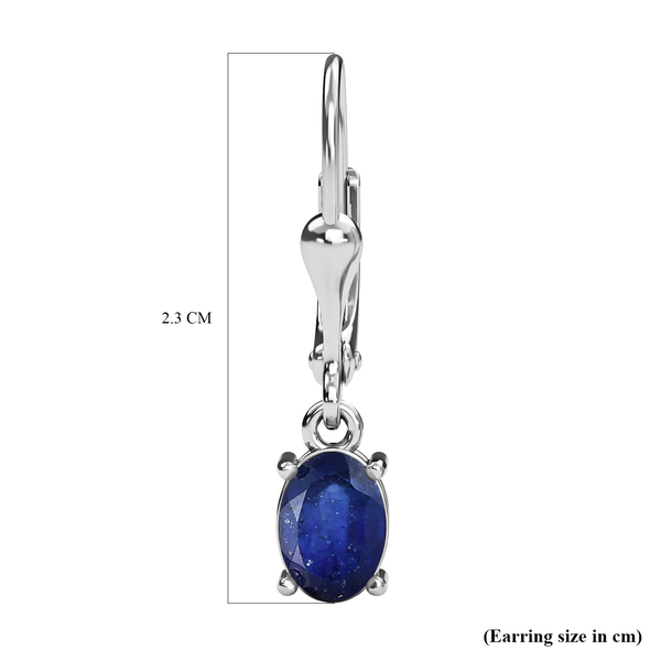 Masoala Sapphire (FF) Solitaire Lever Back Earrings in Sterling Silver 1.34 Ct.